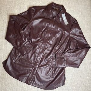 Brown Chico’s Faux Leather Shacket